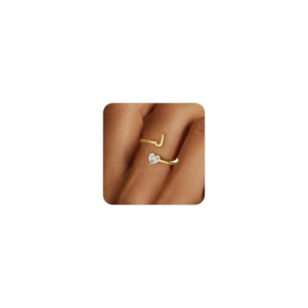 3471 Gold Rings Girls Gift - 18K Gold Plated Letter J Initial Ring